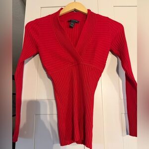 NWOT INC red lightweight vneck sweater, size S, never worn, great for layering